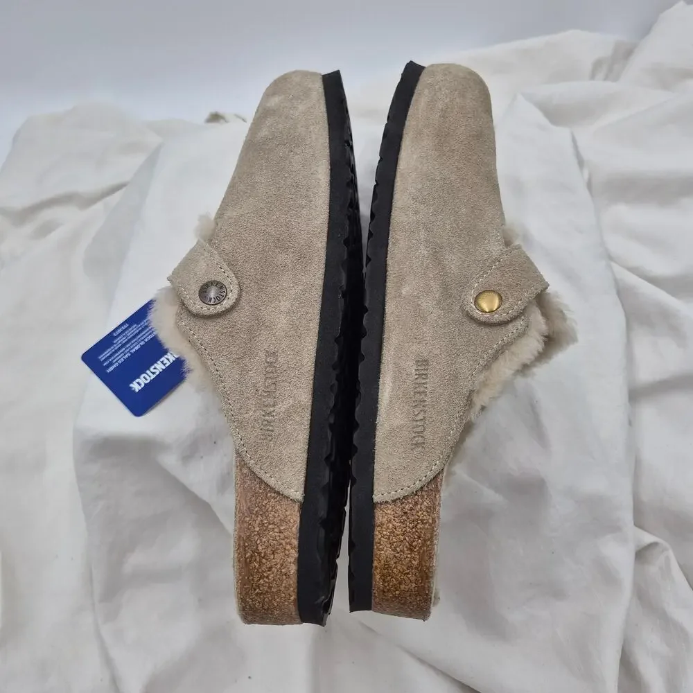Birkenstock Boston Shearling Clog Taupe Leather Slip-ons clogs Men's 42 US 9-9.5